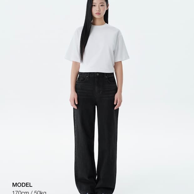 무신사스탠다드 우먼즈 와이드 데님 팬츠 워시드 블랙 30