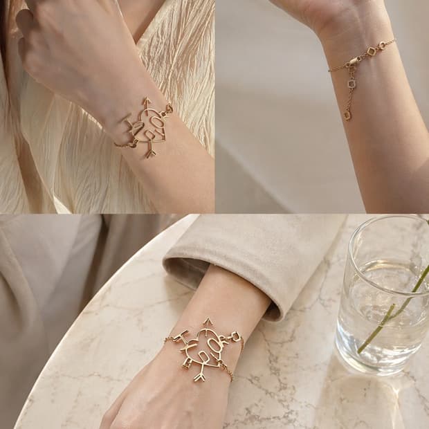 디올 오블리크 하트 큐피드 로고 팔찌