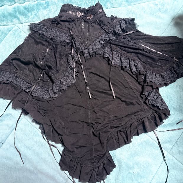 오즈온 장미 실버 블랙 케이프 망토 가디건 고딕 로리타 양지뢰 펑크