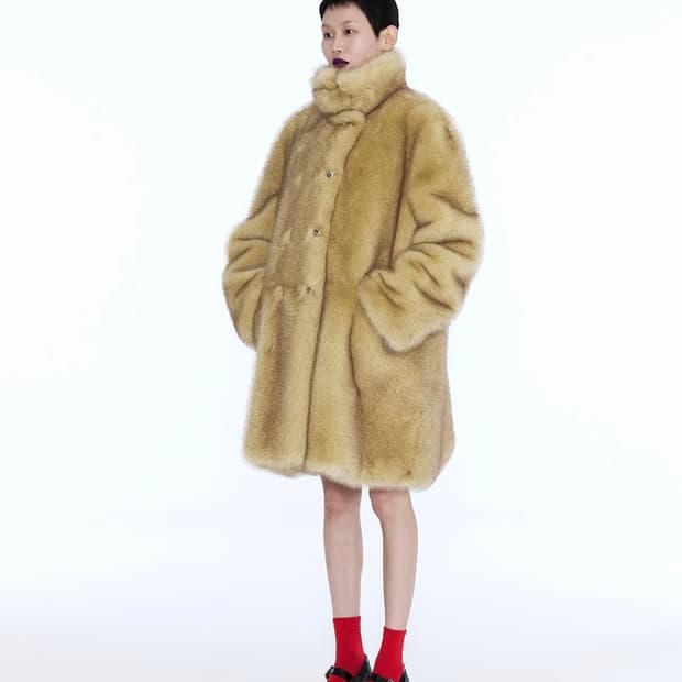 낸시부 퍼 Double-Breasted Fur Coat [YELLOW]