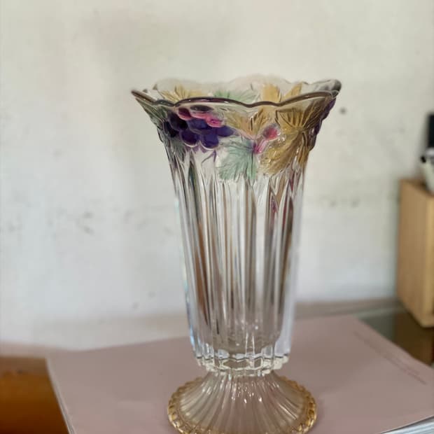 일본 소가글라스 빈티지 화병 유리 꽃병 오브제