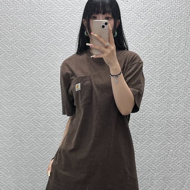 칼하트 빈티지 캐주얼 모카무스 포켓 워크 반팔티 S C14022