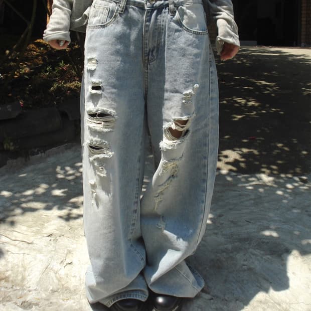 아워캐비넷 fight damage pants 