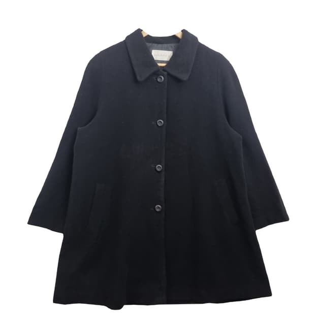 NOANNU 블랙 박시핏 캐시미어 혼방 코트