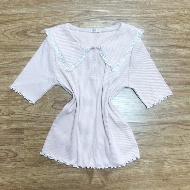 빈티지 딸기우유 핑크 레이스 교복 티셔츠 히메갸루 로걀 라떼 발레코어