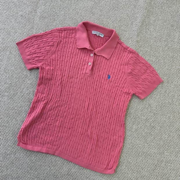 L US폴로 캐주얼 자수로고 꽈배기 반팔 0420D