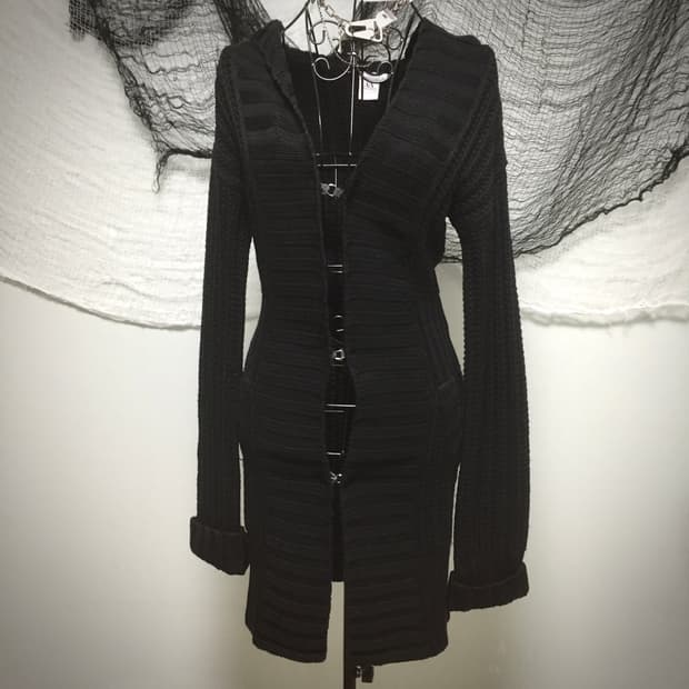 Armani  black button long knit cardigan