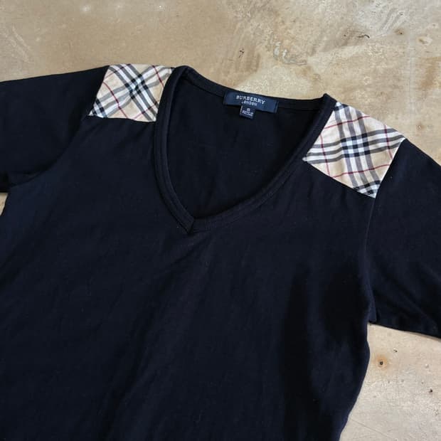 S 버버리 여성용 브이넥 티셔츠 