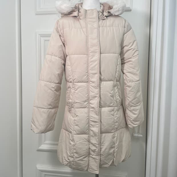 JENNY LOVE pink beige fur hoodie line ju