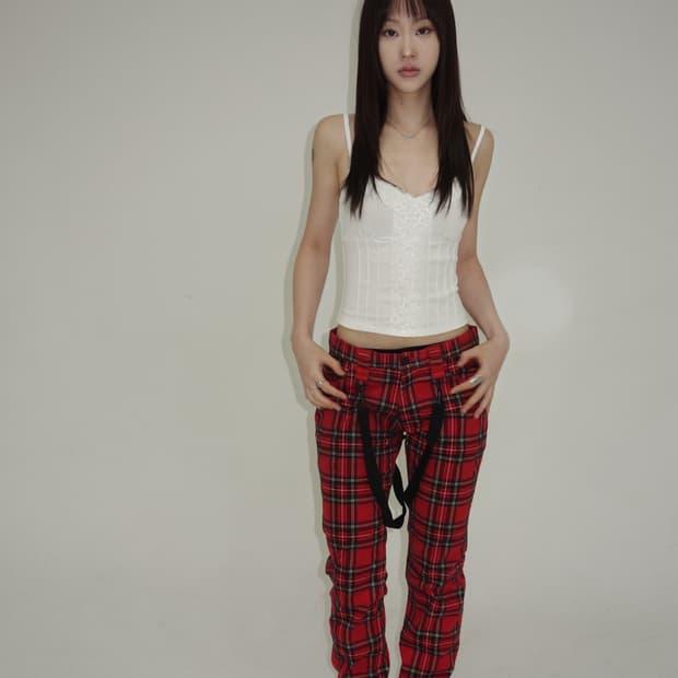 넘버나인 아카이브 본디지 플레이드 체크바지