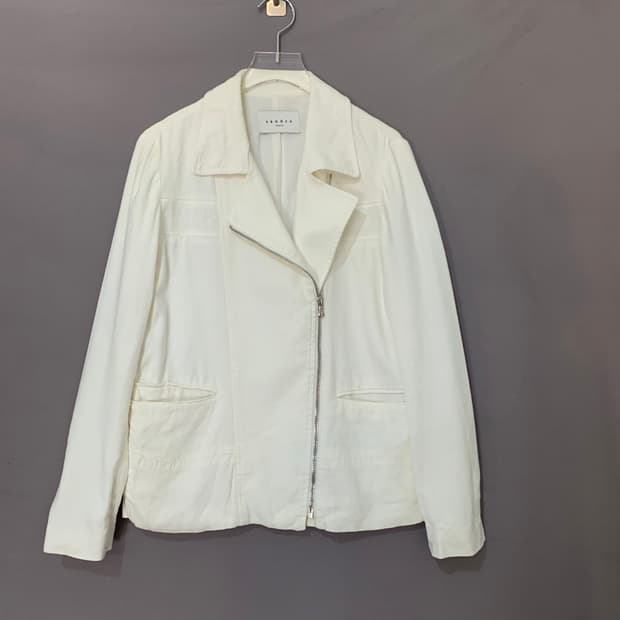 43 SANDRO 산드로 화이트 린넨 라이더 자켓