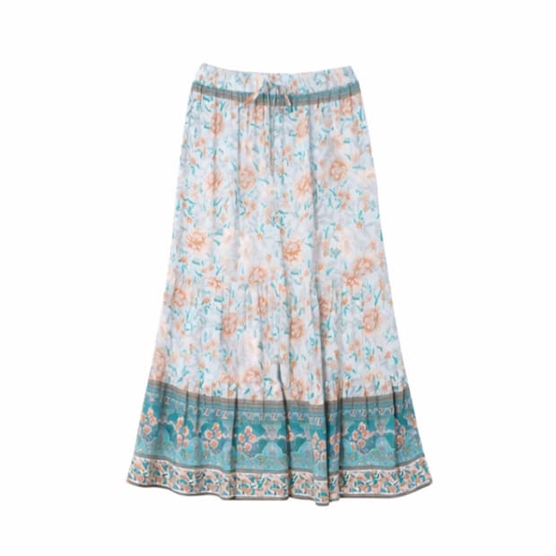 Soft Mint Garden Bohemian Maxi Skirt