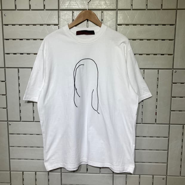 [L]꼼파뇨 라인자수 반팔티 화이트 0839