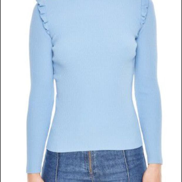 Sandro 산드로 프릴 하이넥 리브드 니트탑 1사이즈