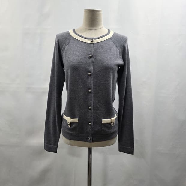 0771 [COACH] 코치 울100 가디건 배색 니트 S