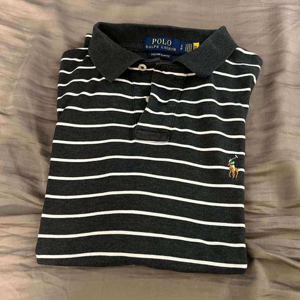 폴로 랄프로렌 줄무늬 차콜 카라티 s