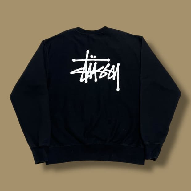 Stussy 스탁 빅로고 블랙 기모 맨투맨