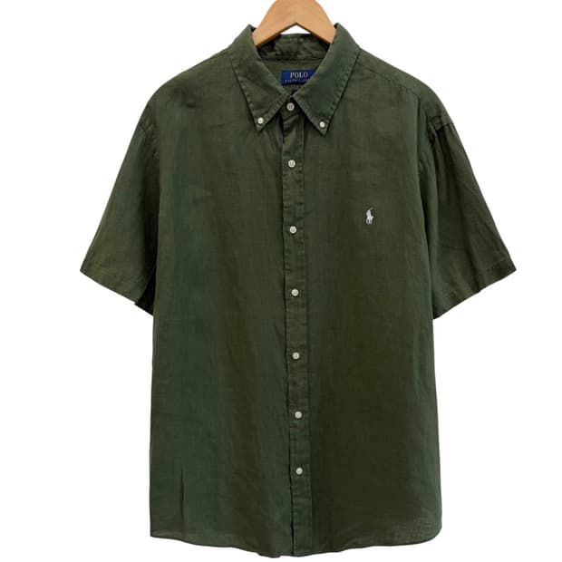 폴로 QR신형 린넨 반팔 셔츠 다크그린 (2XL)
