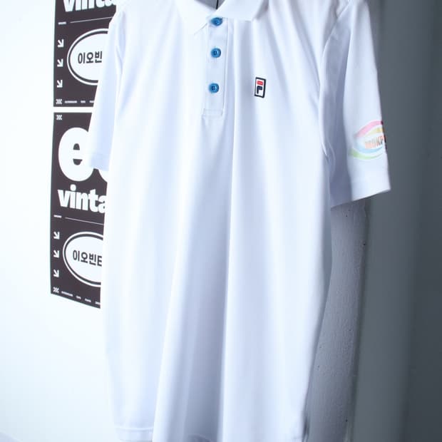 (XL) 휠라 반팔 카라 티셔츠 새상품 기능성 화이트-H32313