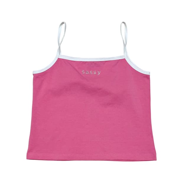 Stud lettering cami sleeveless top_pink