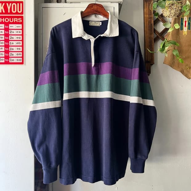 [L]90's L.L.Bean Made in USA 엘엘빈 럭비 티셔츠