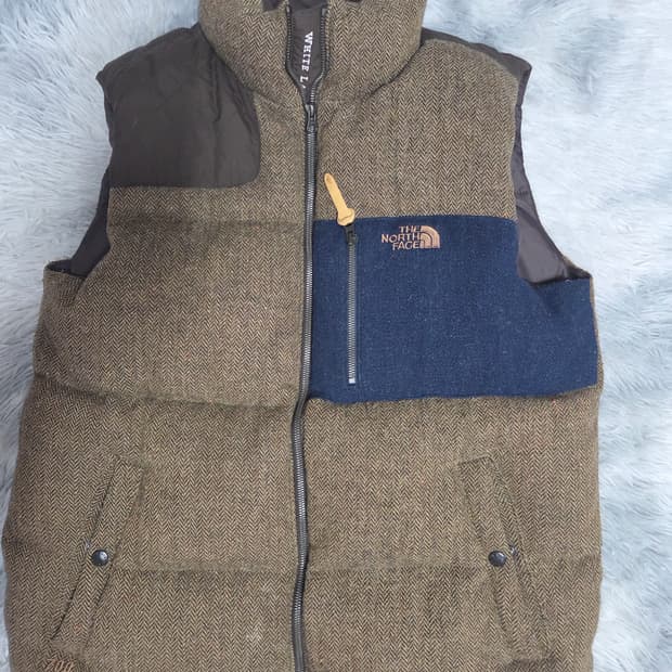 노스페이스 헤링본 구스 패딩 조끼 xl