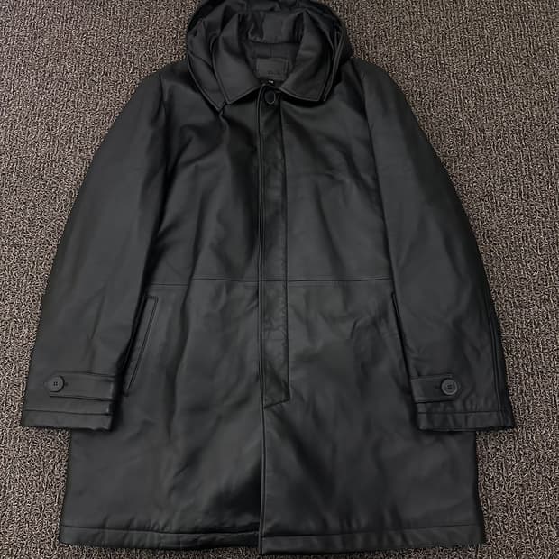 ROBO 로보 남성 양가죽 후드 코트 자켓 블랙 110(2XL)