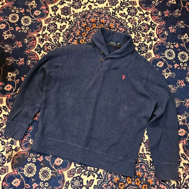 폴로랄프로렌 코튼 숄카라넥 스몰로고 니트 XL size