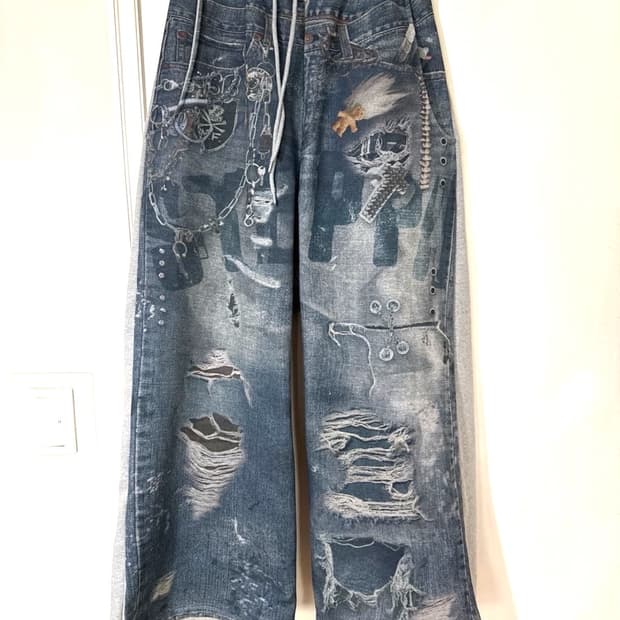 STEPPA 워싱진 디지털프린트 스웨트팬츠