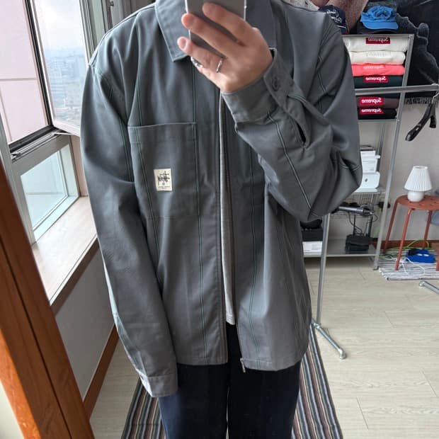 스투시 스트라이프 워크 자켓