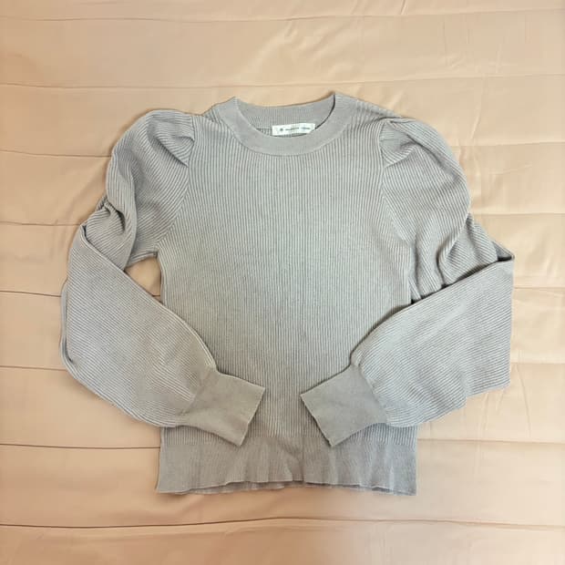 일녀 스타일 인디핑크 펄 셔링 퍼프 니트