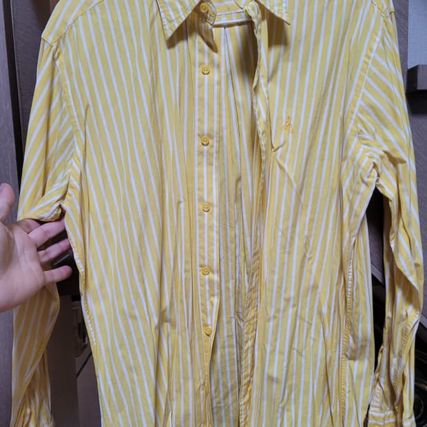 빈폴 옐로우 스트라이프 셔츠