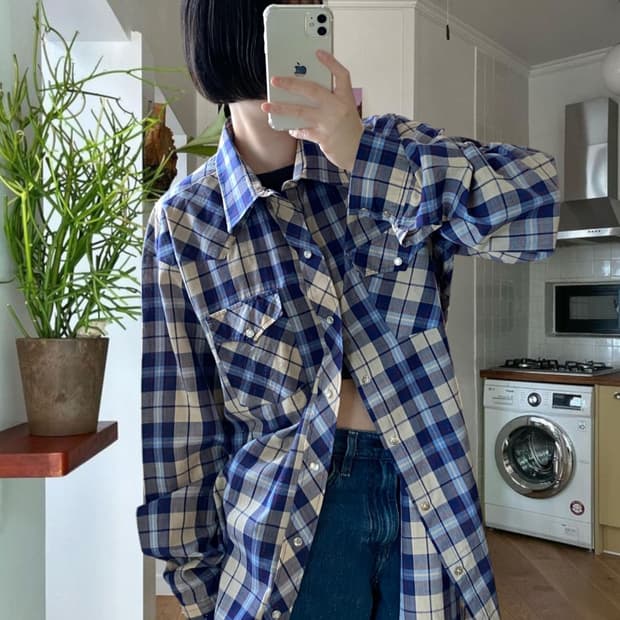 포켓 체크 셔츠 Made in U.S.A (Man 2XL) AB0819