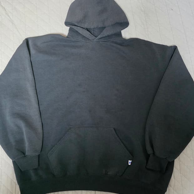 [XXL] 90s 빈티지 러셀 애슬레틱 후드 블랙 하드 페이드&트래쉬드