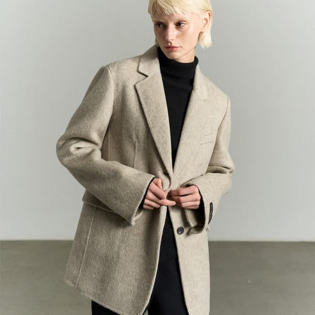 [sm] 리이 RE RHEE 앙고라 실크 핸드메이드 자켓 라이트 브라운