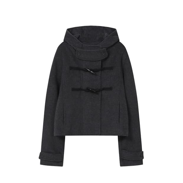 미세키서울 더블 후드 코트 차콜