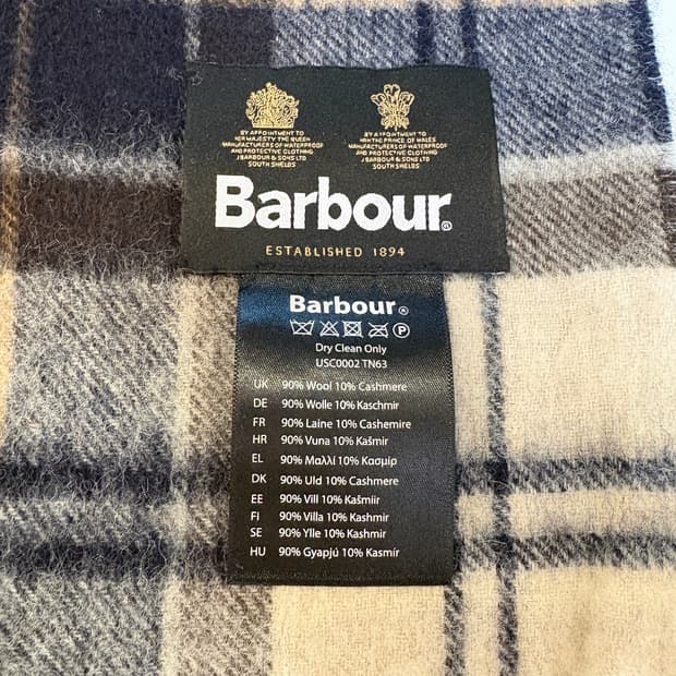 바버 울 캐시미어 타탄 체크 머플러