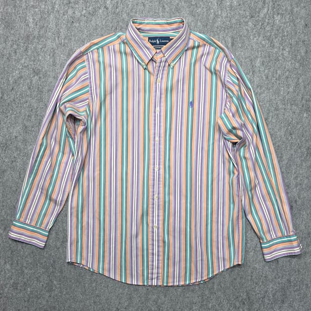폴로 랄프로렌 스트라이프 멀티컬러 커스텀핏 셔츠 L