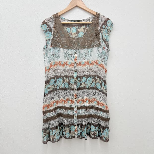 빈티지 sky bomber 레이스 시스루 보헤미안 미니 원피스