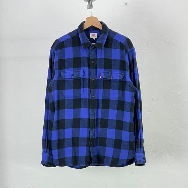 리바이스 블루 버팔로 체크 클래식 플랩 포켓 워크 플란넬 셔츠 자켓