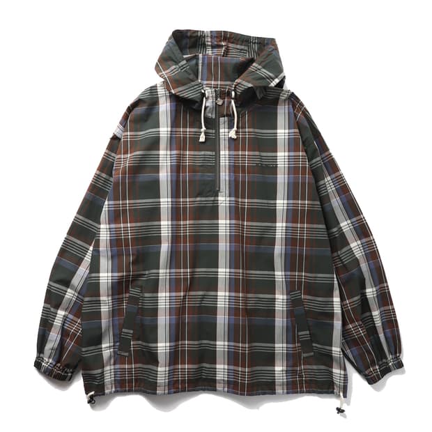 케보즈 KEBOZ Check Half Zip-up Hooded Shirt