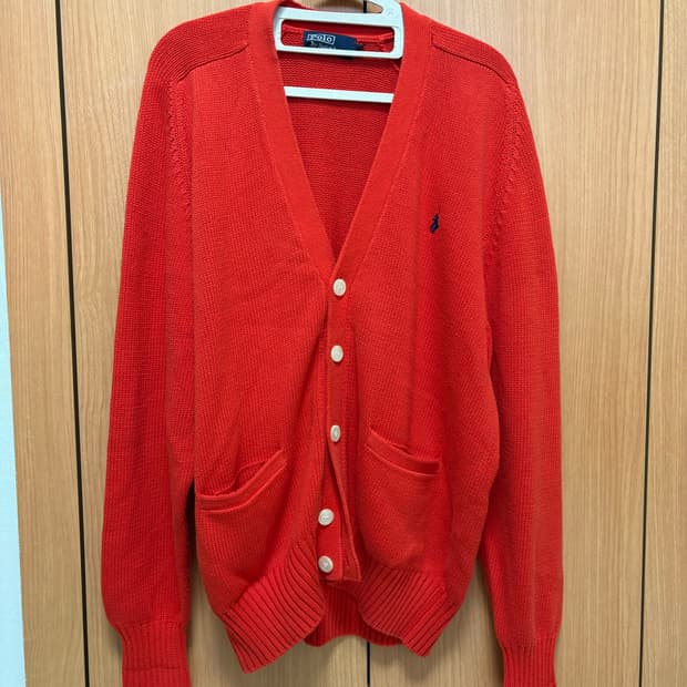 M 빈티지 폴로 정품 가디건 레드
