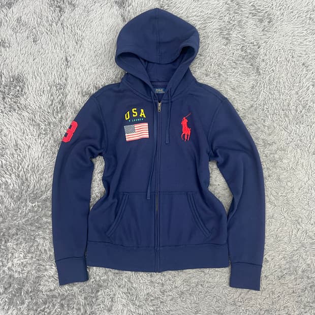 Polo 빅포니 성조기 후드집업 