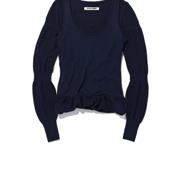 미스치프 RIPPLE LAYERED KNIT TOP_DEEP NAVY