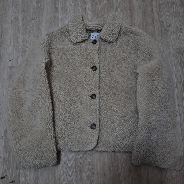 자라 키즈 베이지 뽀글이 버튼 후리스 자켓 11-12(152cm)