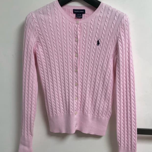폴로 랄프로렌 핑크 케이블 니트 가디건 (L size)