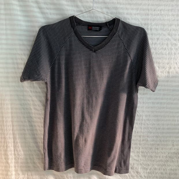 빈티지 모던 브라운 스트라이프 반팔 o-1009 y2k 스트릿 갸루 펑키