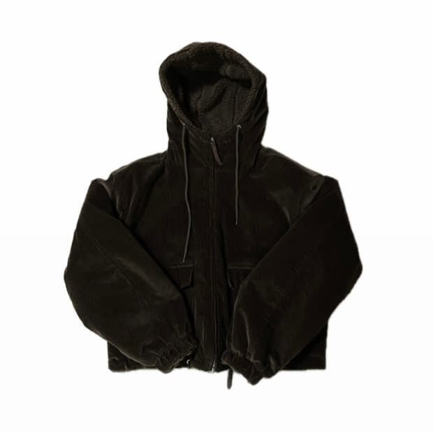 파르티멘토 우먼 코듀로이 리버시블 후드 점퍼 브라운