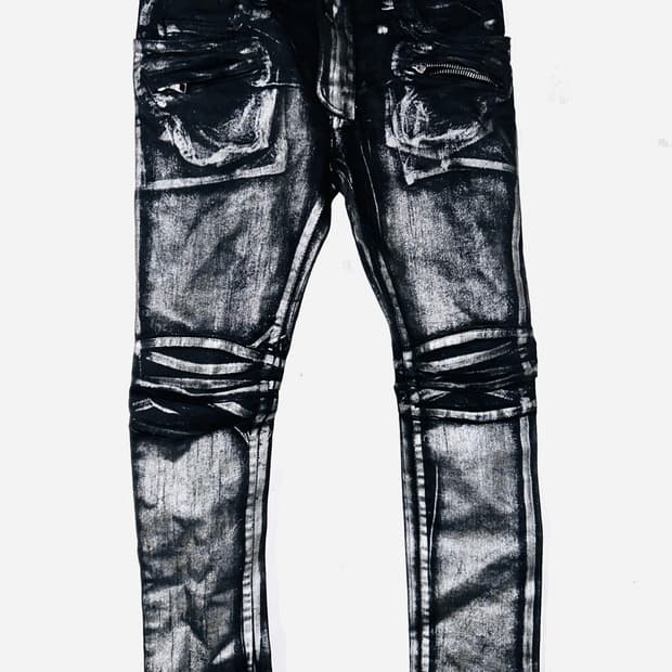 Balmain 발망 실버 코팅 바이커 진