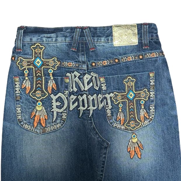 웨스턴 데님 롱스커트